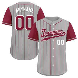 Custom Gray Red Stripe Fashion Personalized Authentic Baseball Jersey BSBJ01-D017260