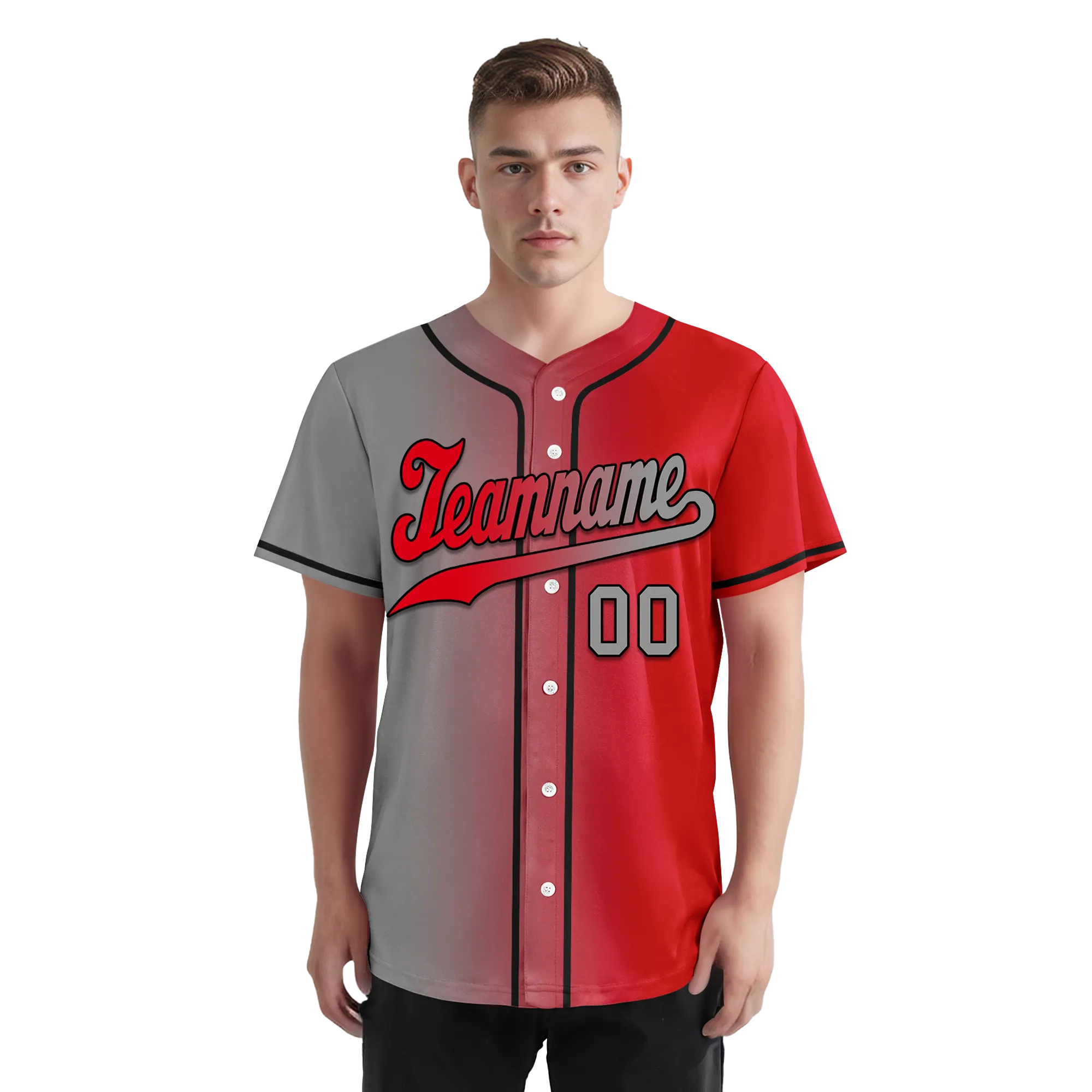 Custom Grey Red Gradient Fashion Personalized Authentic Baseball Jersey BSBJ01-D0a7aad