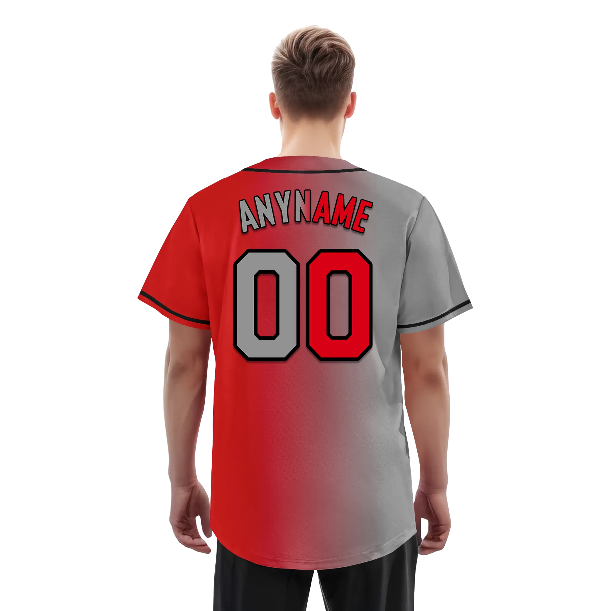 Custom Grey Red Gradient Fashion Personalized Authentic Baseball Jersey BSBJ01-D0a7aad