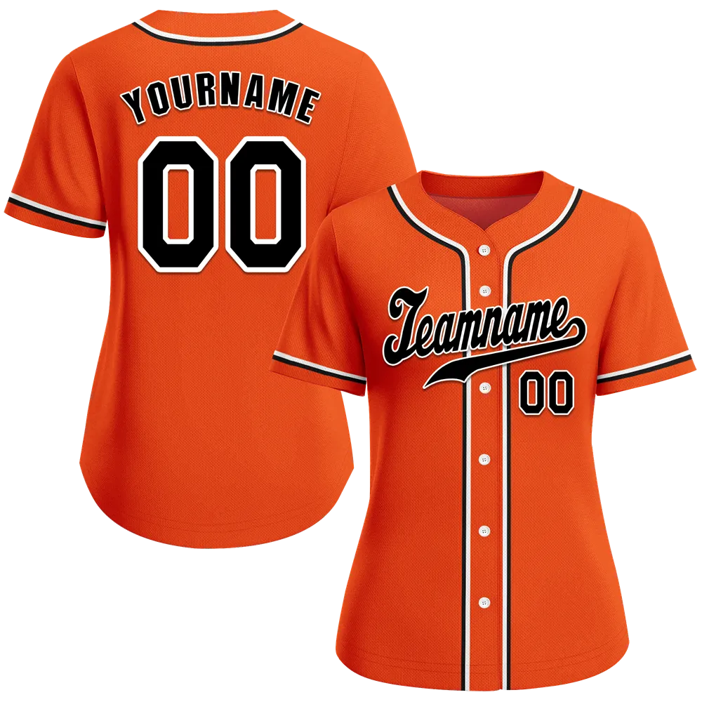 Custom Orange Classic Style Black Authentic Baseball Jersey