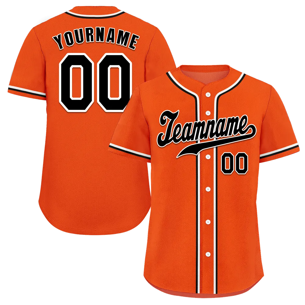 Custom Orange Classic Style Black Authentic Baseball Jersey