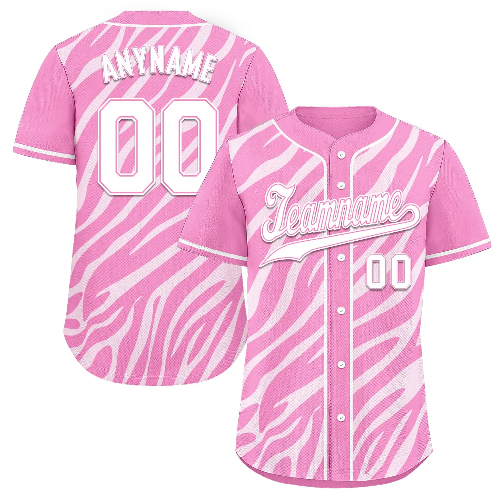 Custom Pink White Zebra Pattern Personalized Authentic Baseball Jersey BSBJ01-D020201-19