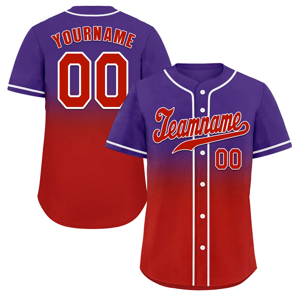 Custom Purple Red Fade Fashion Red Authentic Baseball Jersey