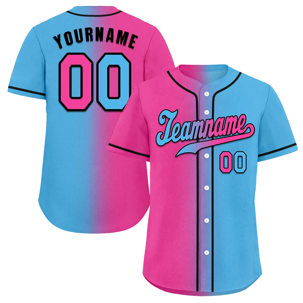 Custom Red Aqua Gradient Fashion Red Authentic Baseball Jersey