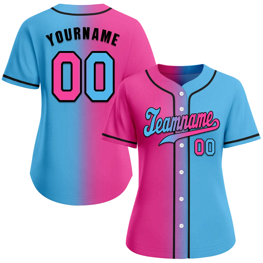 Custom Red Aqua Gradient Fashion Red Authentic Baseball Jersey