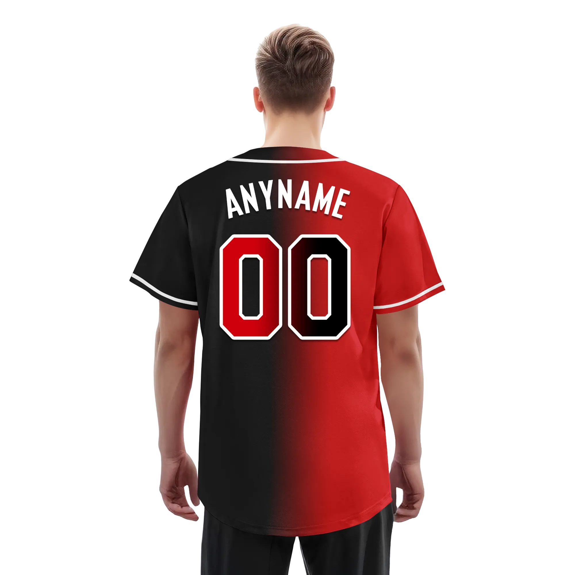 Custom Red Black Gradient Fashion Personalized Authentic Baseball Jersey BSBJ01-D0a707a