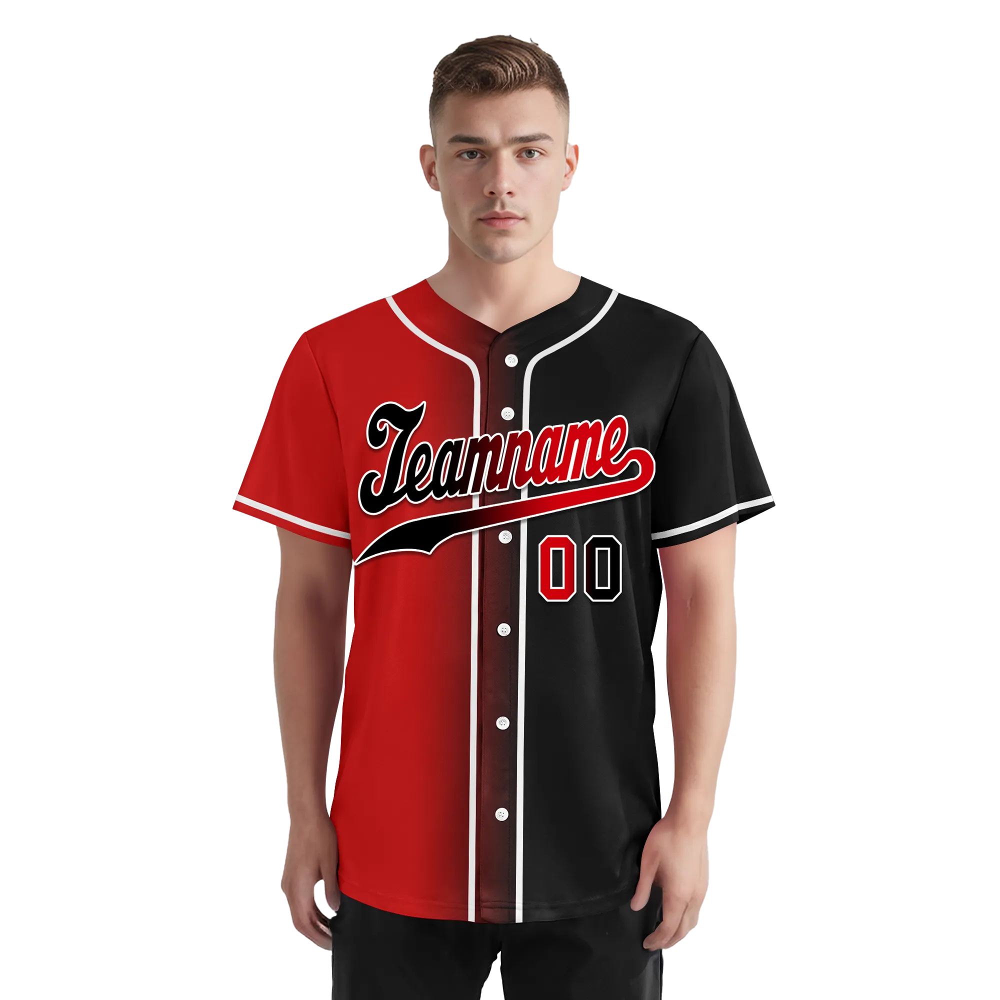 Custom Red Black Gradient Fashion Personalized Authentic Baseball Jersey BSBJ01-D0a707a