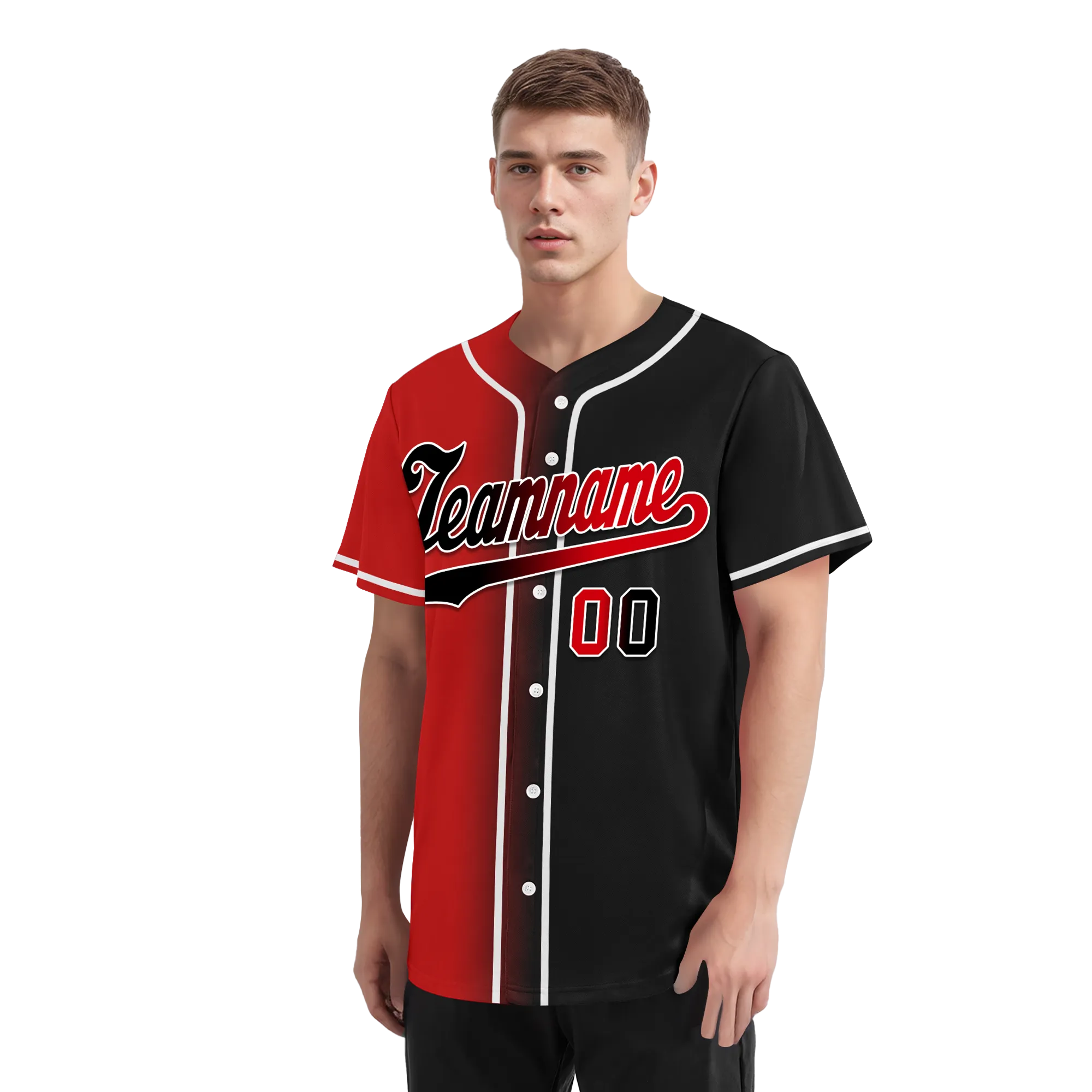 Custom Red Black Gradient Fashion Personalized Authentic Baseball Jersey BSBJ01-D0a707a