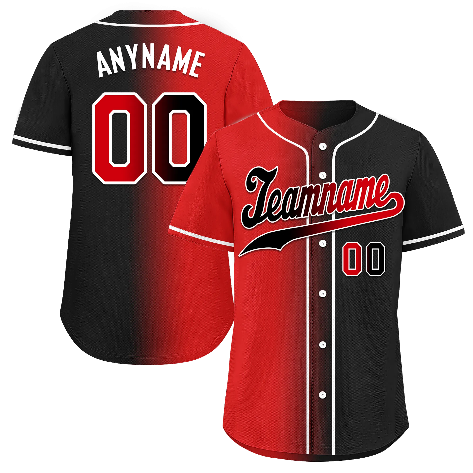 Custom Red Black Gradient Fashion Personalized Authentic Baseball Jersey BSBJ01-D0a707a