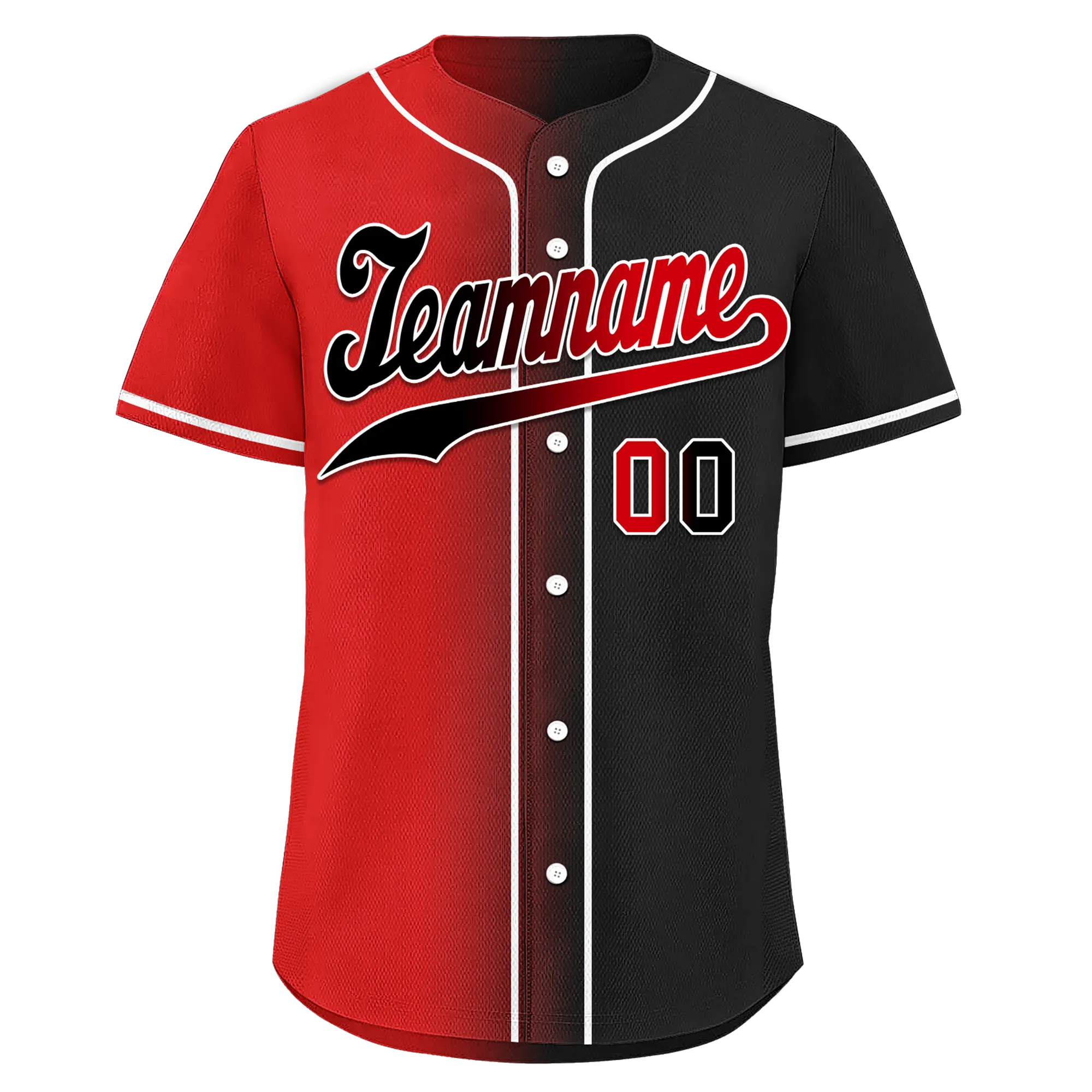 Custom Red Black Gradient Fashion Personalized Authentic Baseball Jersey BSBJ01-D0a707a