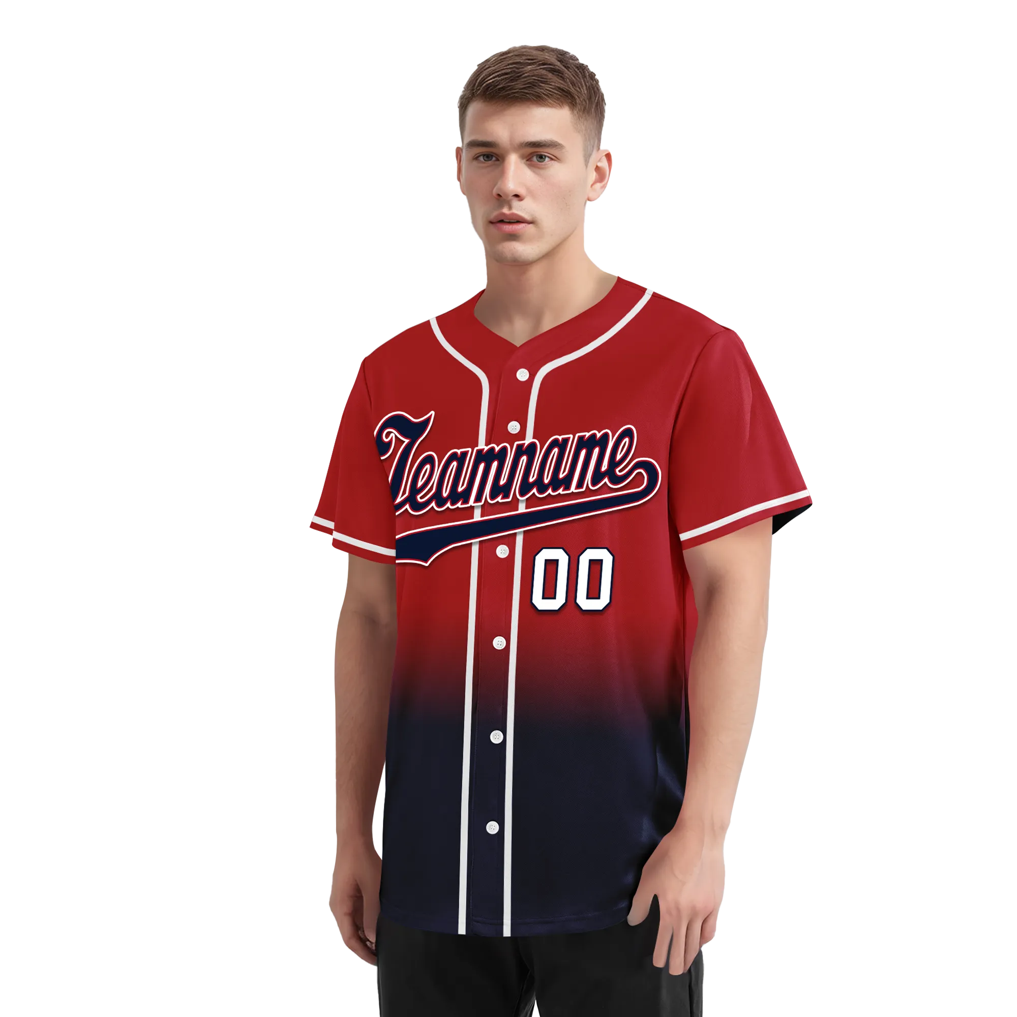 Custom Red Blue Fade Fashion Personalized Authentic Baseball Jersey BSBJ01-D0a70bc