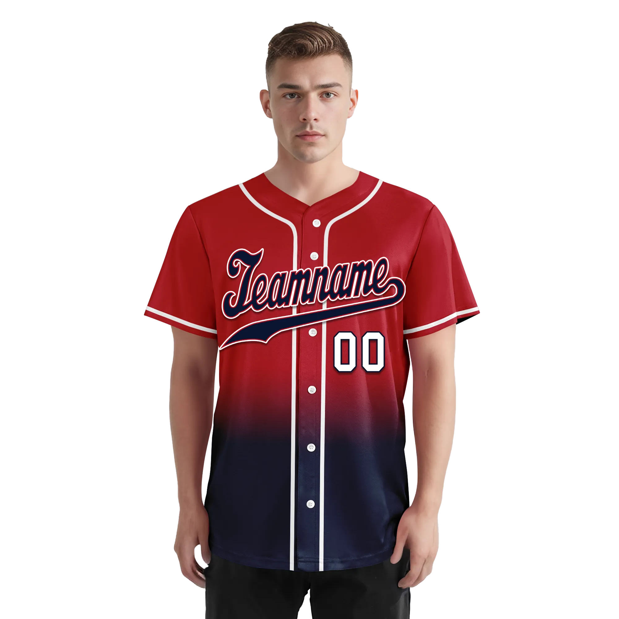 Custom Red Blue Fade Fashion Personalized Authentic Baseball Jersey BSBJ01-D0a70bc