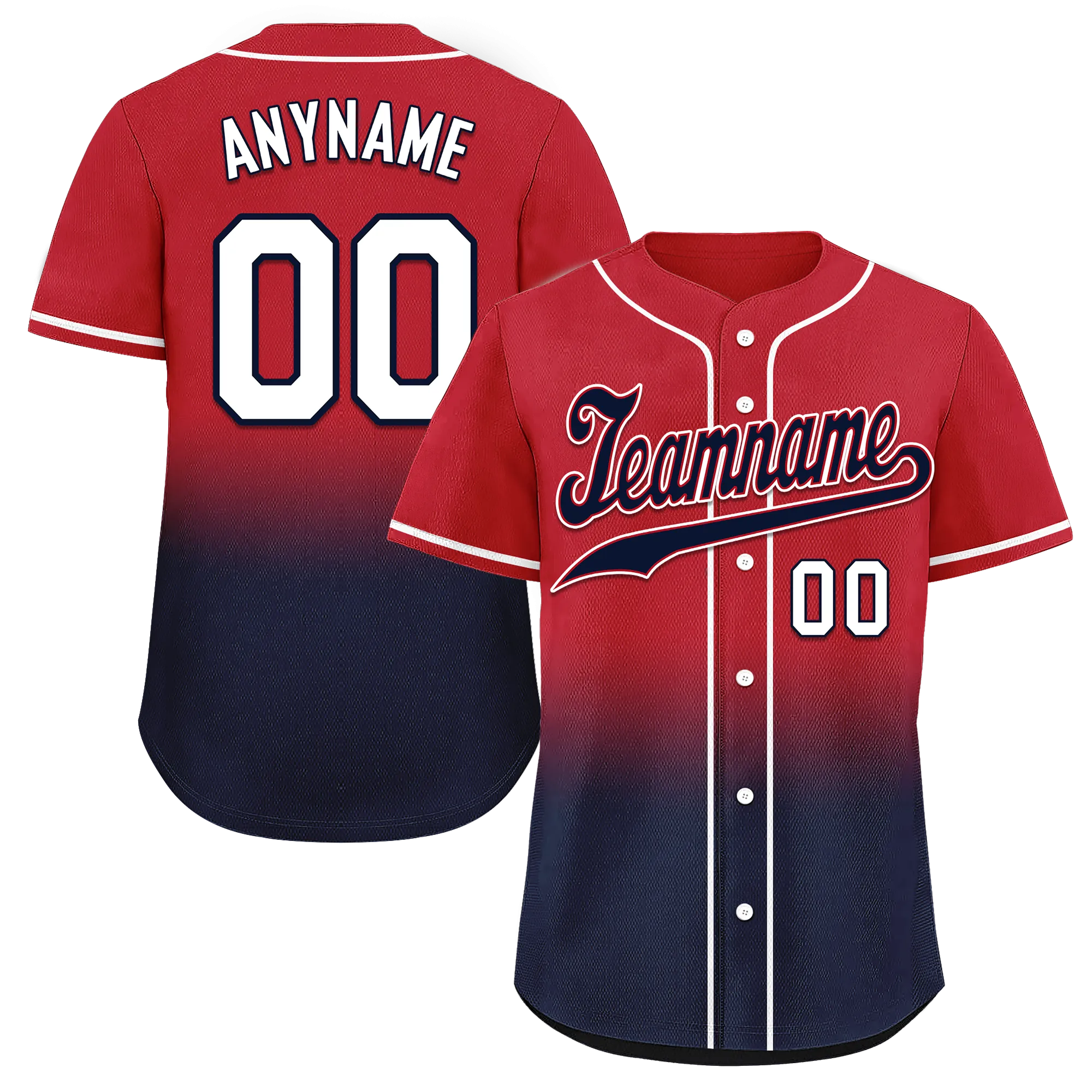 Custom Red Blue Fade Fashion Personalized Authentic Baseball Jersey BSBJ01-D0a70bc