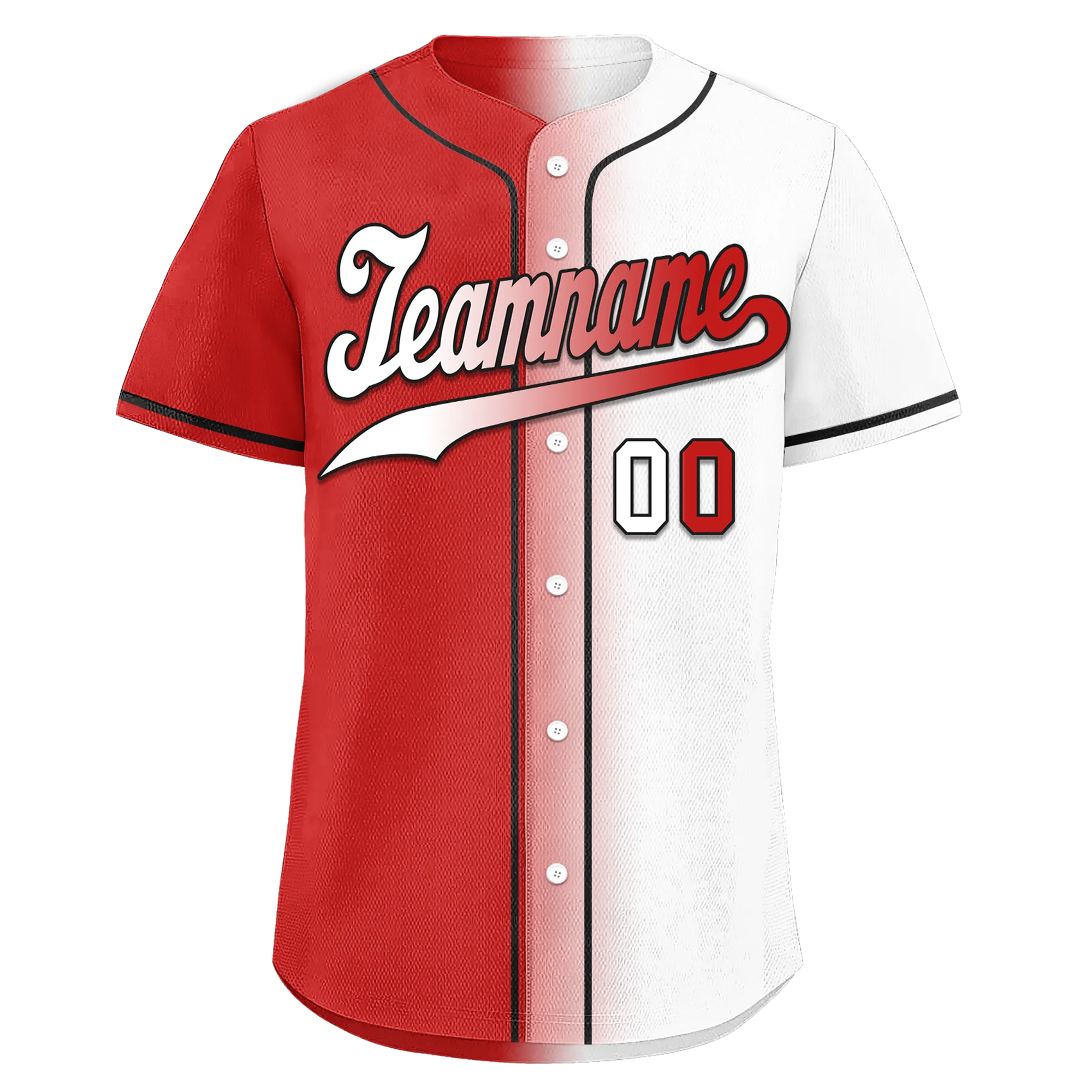 Custom Red White Gradient Fashion Personalized Authentic Baseball Jersey BSBJ01-D0a7aa9