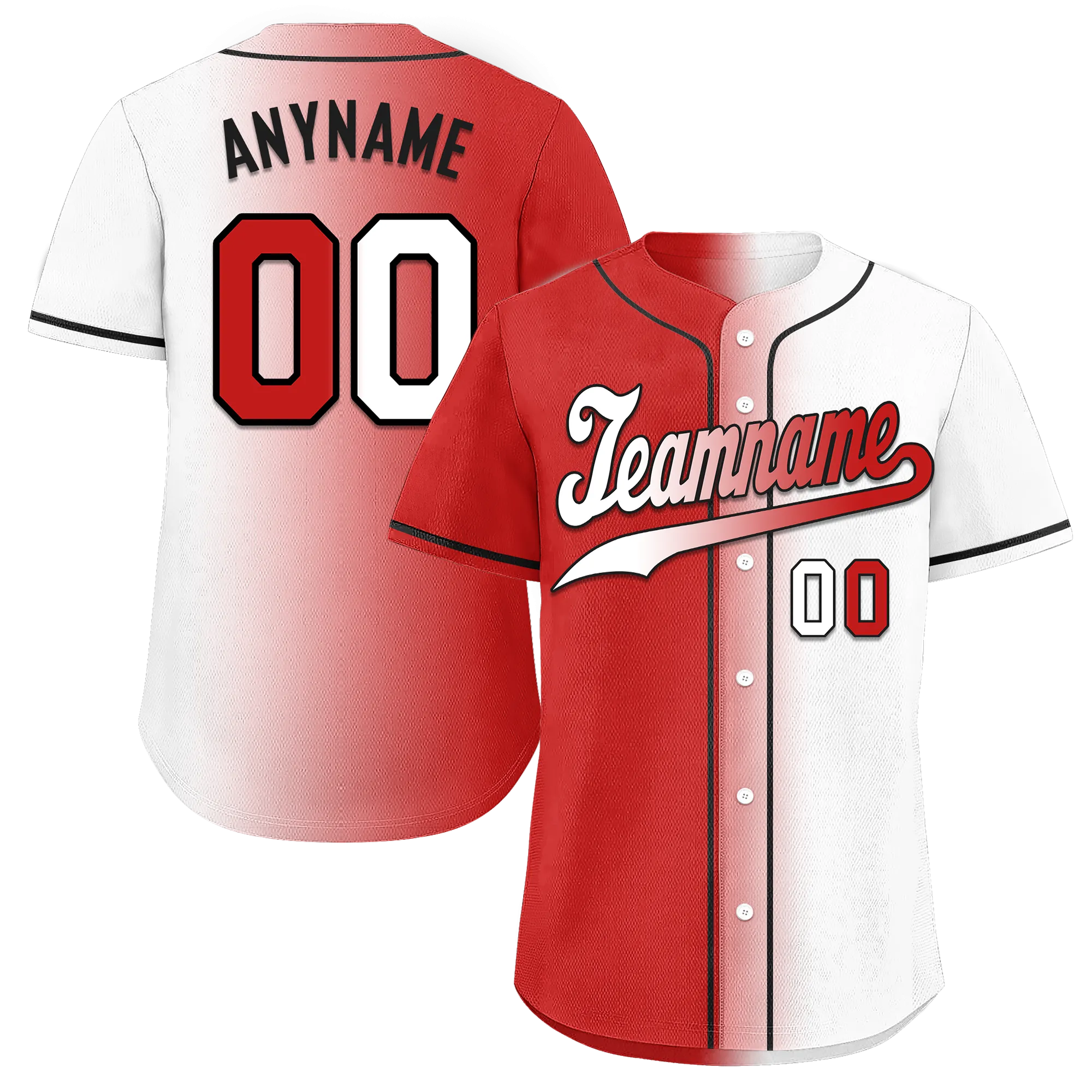 Custom Red White Gradient Fashion Personalized Authentic Baseball Jersey BSBJ01-D0a7aa9