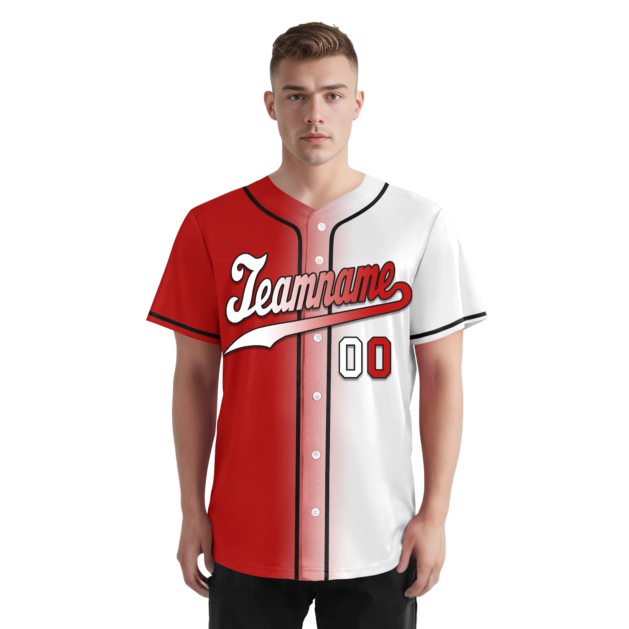 Custom Red White Gradient Fashion Personalized Authentic Baseball Jersey BSBJ01-D0a7aa9