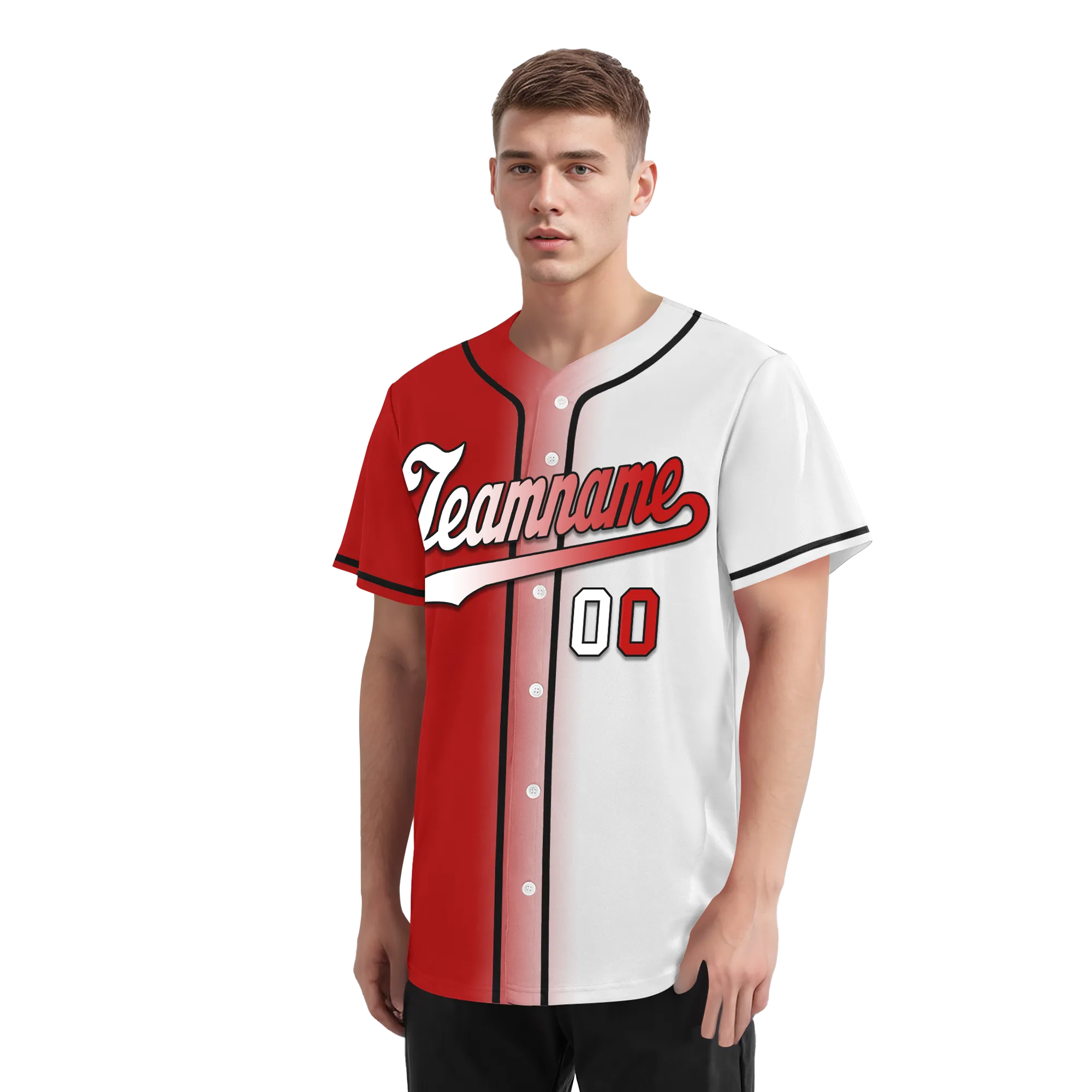 Custom Red White Gradient Fashion Personalized Authentic Baseball Jersey BSBJ01-D0a7aa9