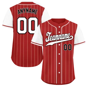 Custom Red White Stripe Fashion Personalized Authentic Baseball Jersey BSBJ01-D017222