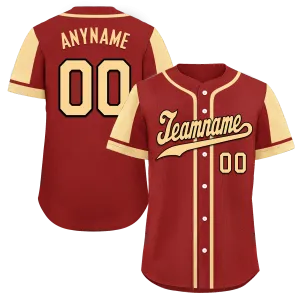 Custom Red Yellow Raglan Sleeves Personalized Authentic Baseball Jersey BSBJ01-D017195