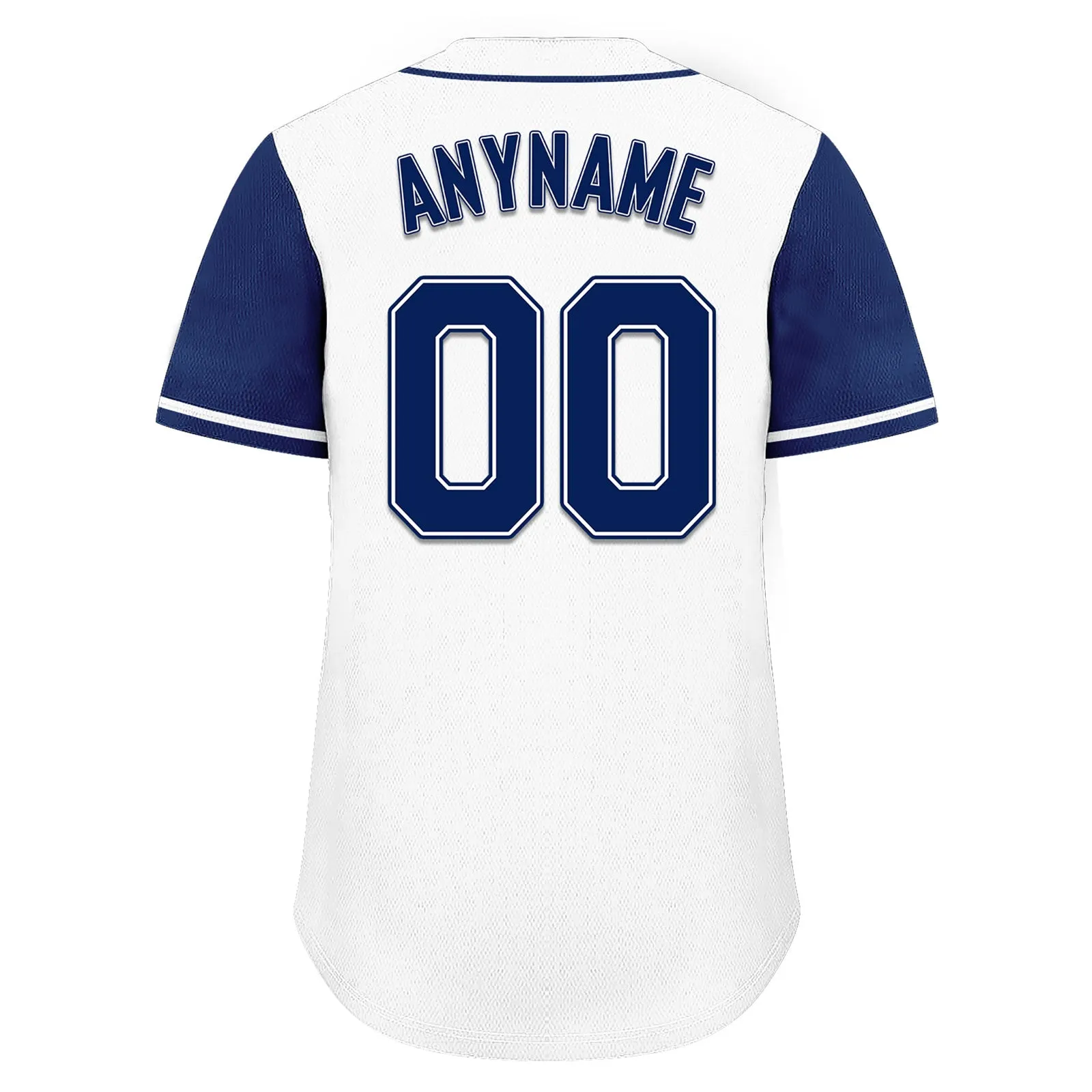 Custom White Blue Raglan Sleeves Personalized Authentic Baseball Jersey BSBJ01-D020200-5