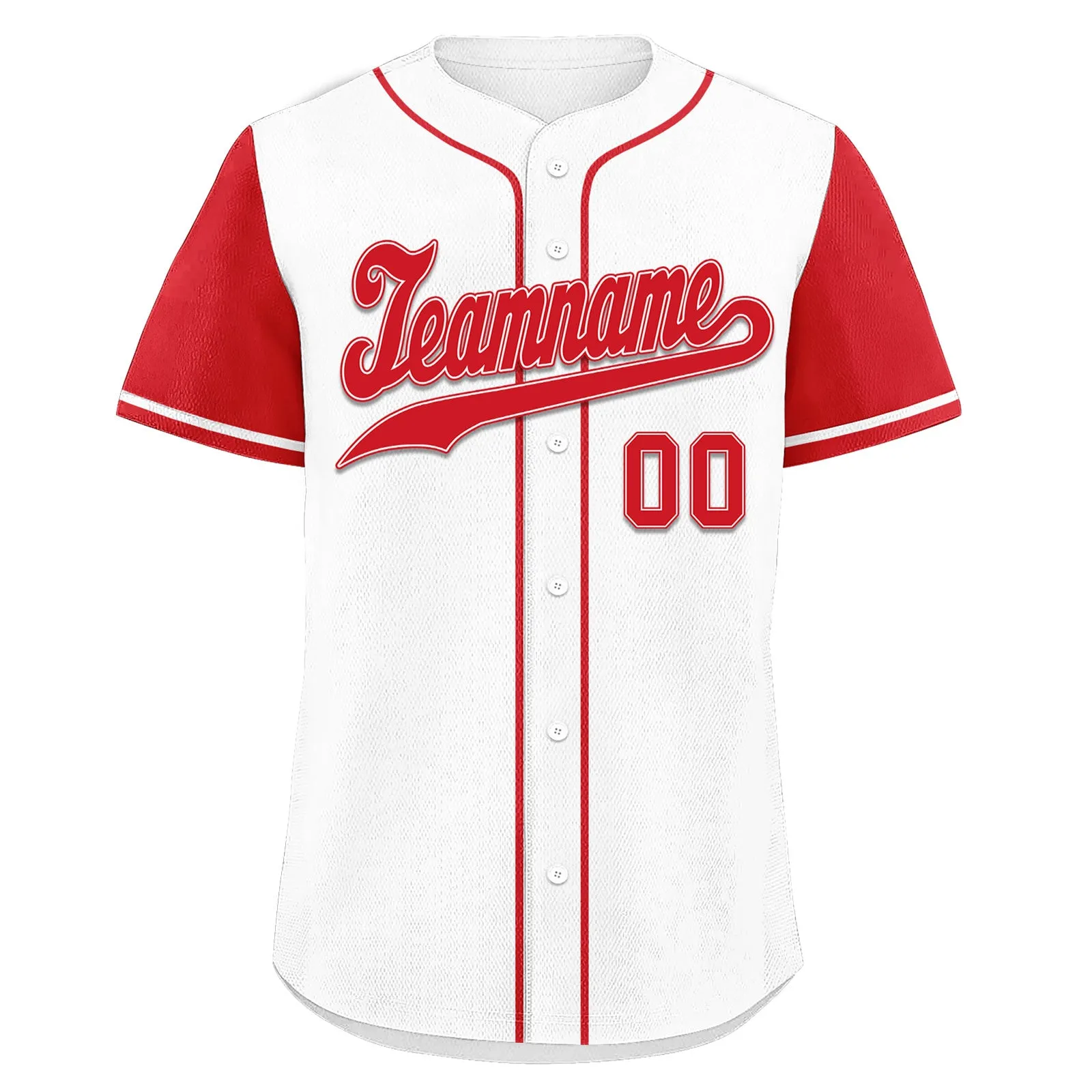 Custom White Red Raglan Sleeves Personalized Authentic Baseball Jersey BSBJ01-D020200-7