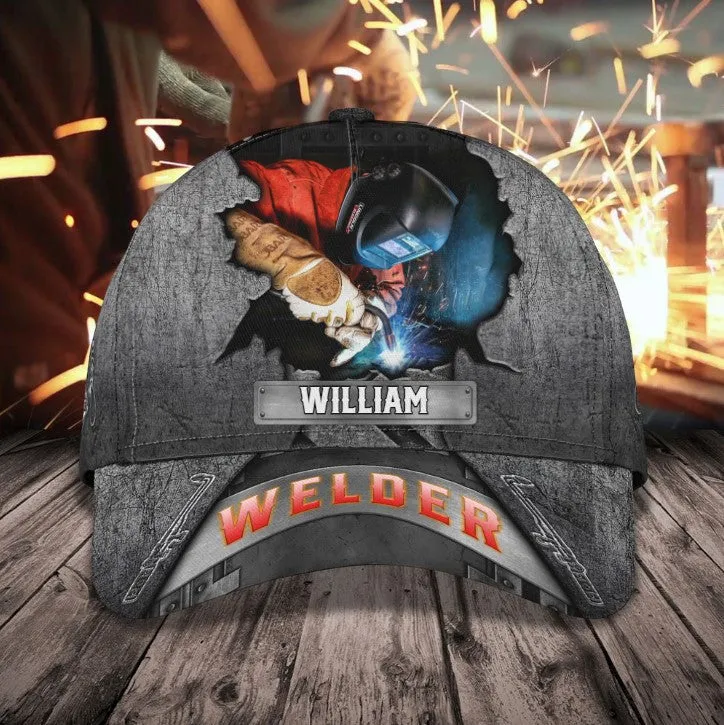 Customized Welder Mask 3D Baseball Cap for Welder Gift, Custom Welder Hat for Father