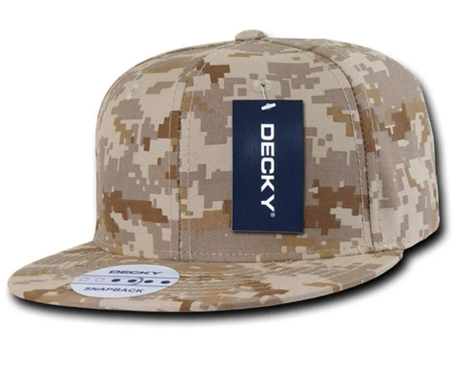 Decky Army Camouflage 100% Cotton Retro Flat Bill 6 Panel Snapback Hats Caps