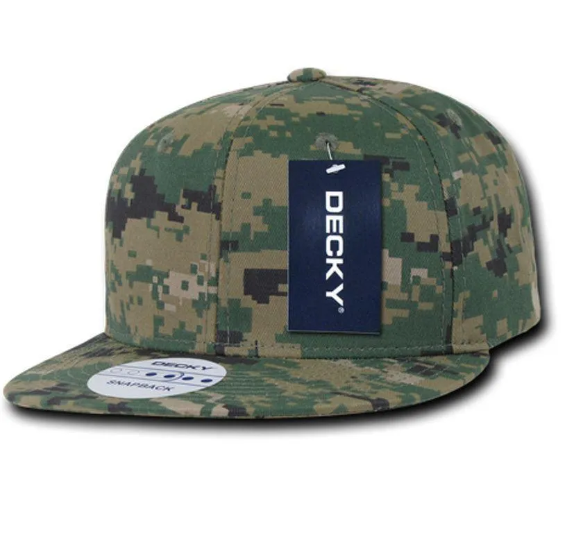 Decky Army Camouflage 100% Cotton Retro Flat Bill 6 Panel Snapback Hats Caps