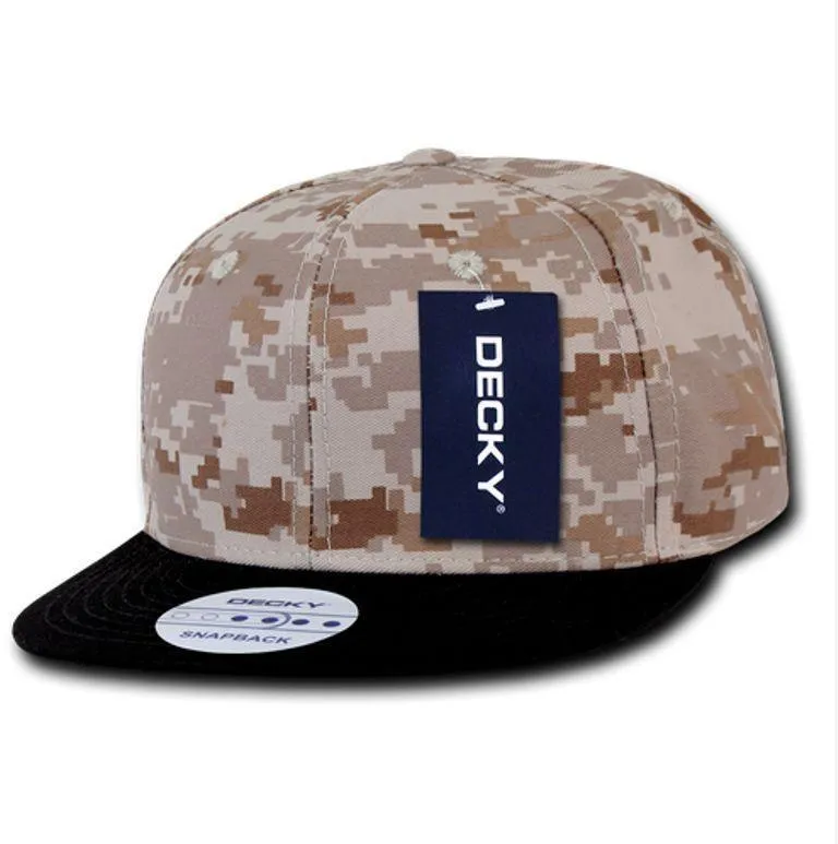 Decky Army Camouflage 100% Cotton Retro Flat Bill 6 Panel Snapback Hats Caps