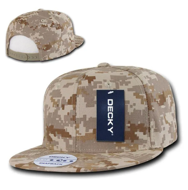 Decky Army Camouflage 100% Cotton Retro Flat Bill 6 Panel Snapback Hats Caps