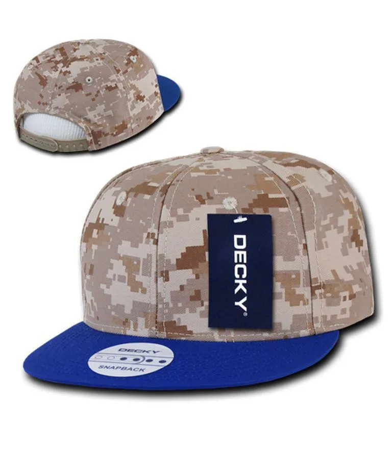 Decky Army Camouflage 100% Cotton Retro Flat Bill 6 Panel Snapback Hats Caps