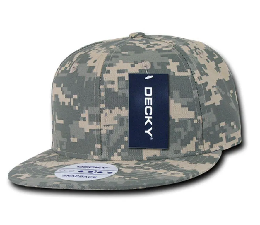 Decky Army Camouflage 100% Cotton Retro Flat Bill 6 Panel Snapback Hats Caps