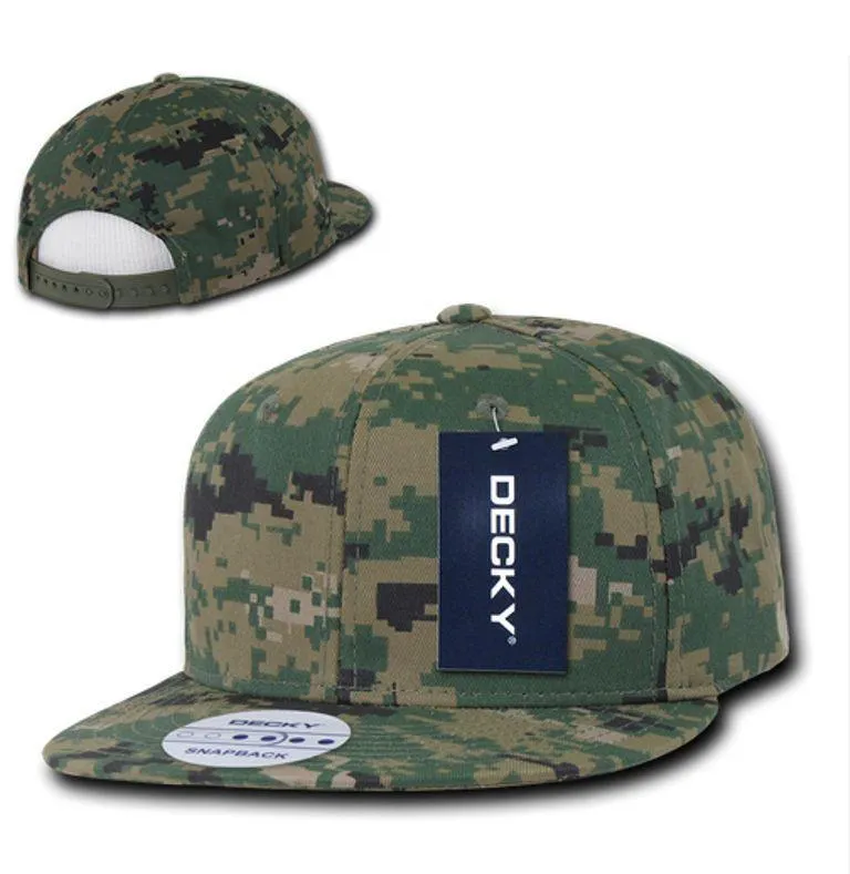 Decky Army Camouflage 100% Cotton Retro Flat Bill 6 Panel Snapback Hats Caps