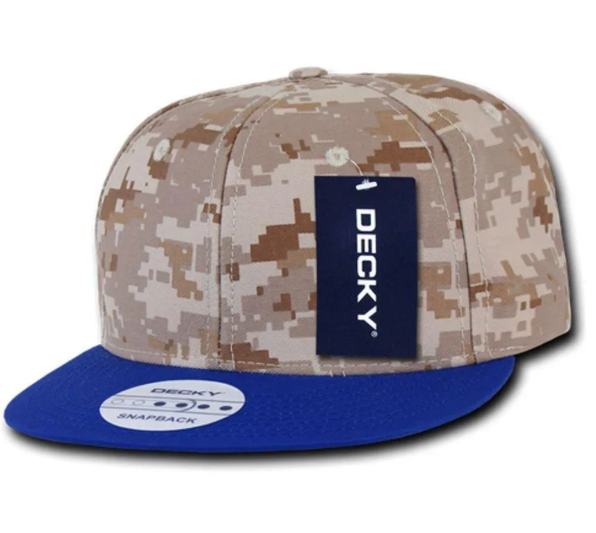 Decky Army Camouflage 100% Cotton Retro Flat Bill 6 Panel Snapback Hats Caps