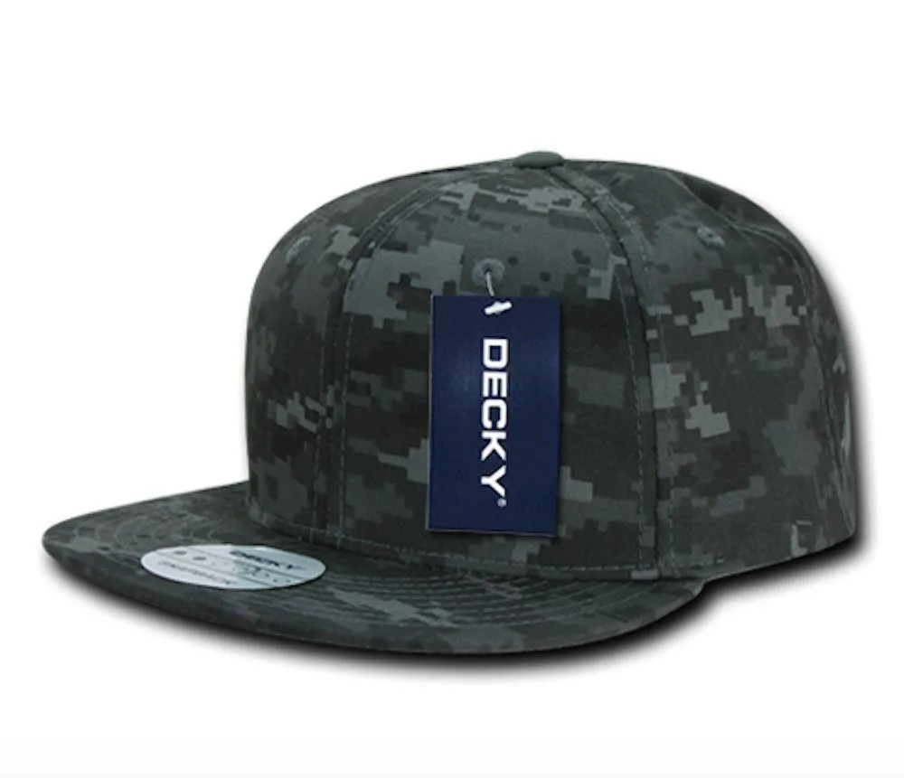 Decky Army Camouflage 100% Cotton Retro Flat Bill 6 Panel Snapback Hats Caps