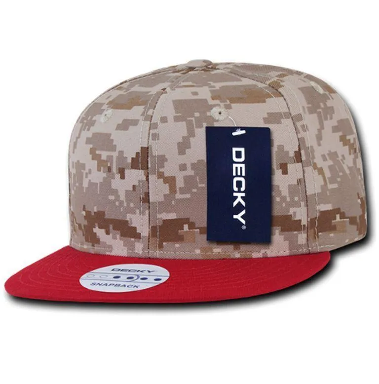 Decky Army Camouflage 100% Cotton Retro Flat Bill 6 Panel Snapback Hats Caps