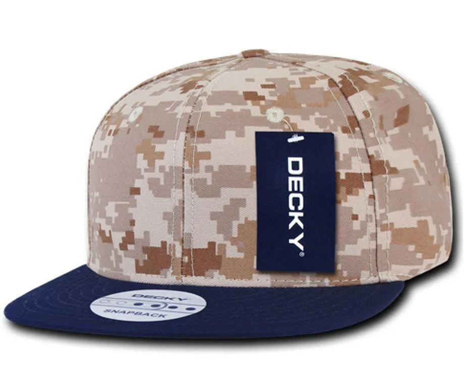 Decky Army Camouflage 100% Cotton Retro Flat Bill 6 Panel Snapback Hats Caps