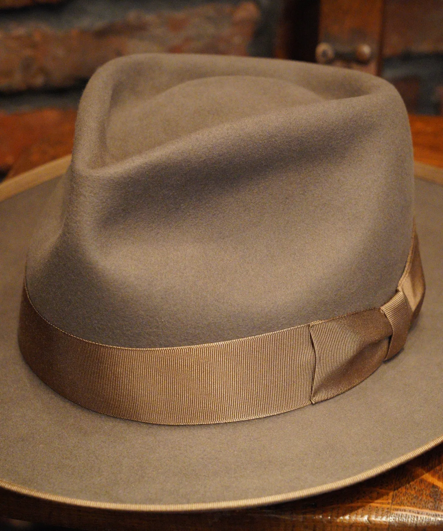 Elysian Elegance Felt Fedora Hat in Grey