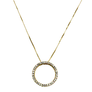 Estate 14K Yellow Gold Diamond Halo Pendant