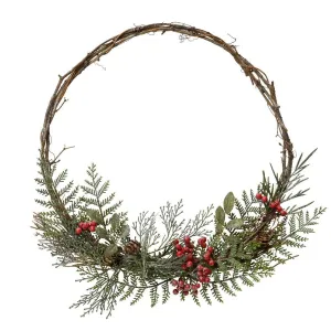 Everlands 45cm Glittery Red Berry Indoor Half Wreath