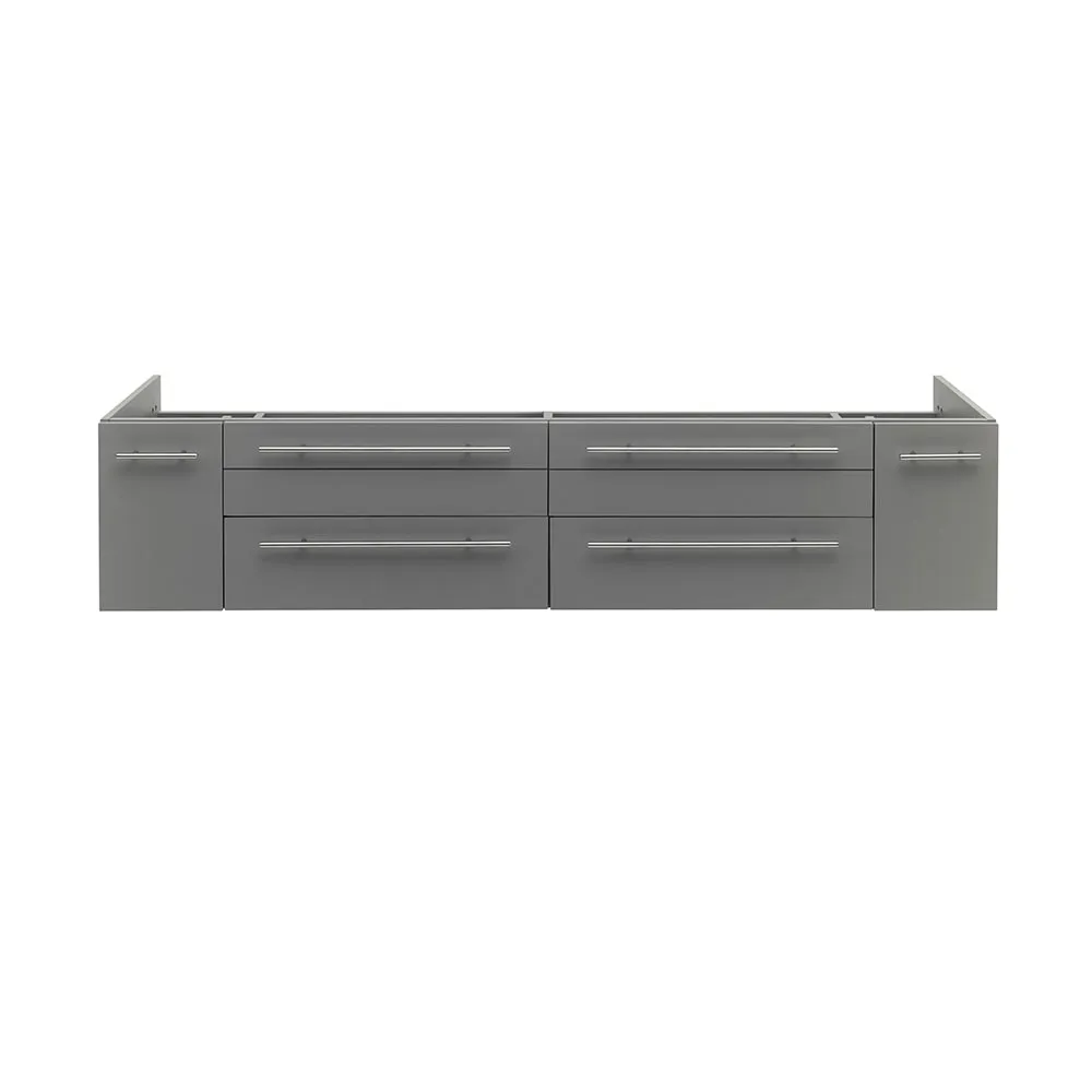 Fresca FCB6172GR-UNS Lucera 72" Gray Wall Hung Double Undermount Sink Modern Bathroom Cabinet