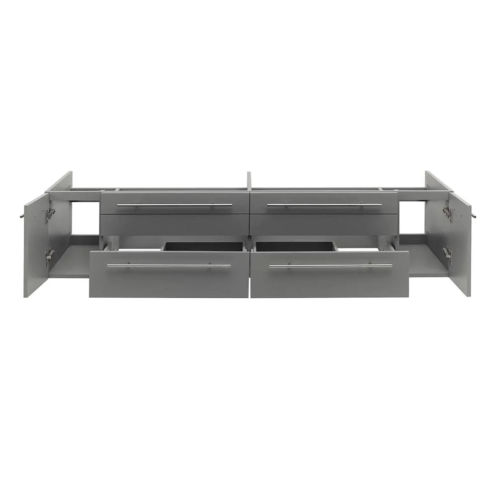 Fresca FCB6172GR-UNS Lucera 72" Gray Wall Hung Double Undermount Sink Modern Bathroom Cabinet