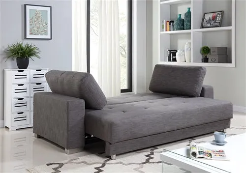 Gray Fabric Sleeper Sofa Bed - extends to 55"W