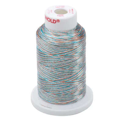 Gunold Embroidery Thread - METY 5/2 - 1000m - 7028 - Silver/Lt.Copper/Electric Blue