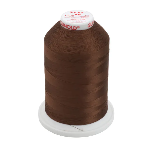 Gunold Rayon Embroidery Thread - Sulky 40 - 5000m - 1129 - Brown