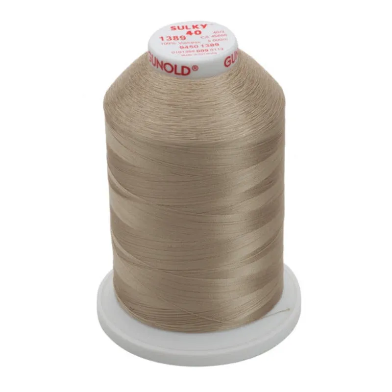 Gunold Rayon Embroidery Thread - SULKY 40 - 5000m - 1389 - Mocha