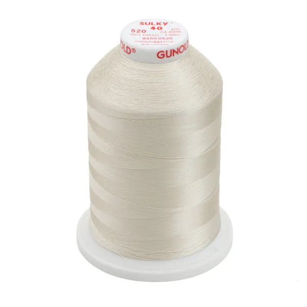 Gunold Rayon Embroidery Thread - Sulky 40 - 5000m - 520 - Bone