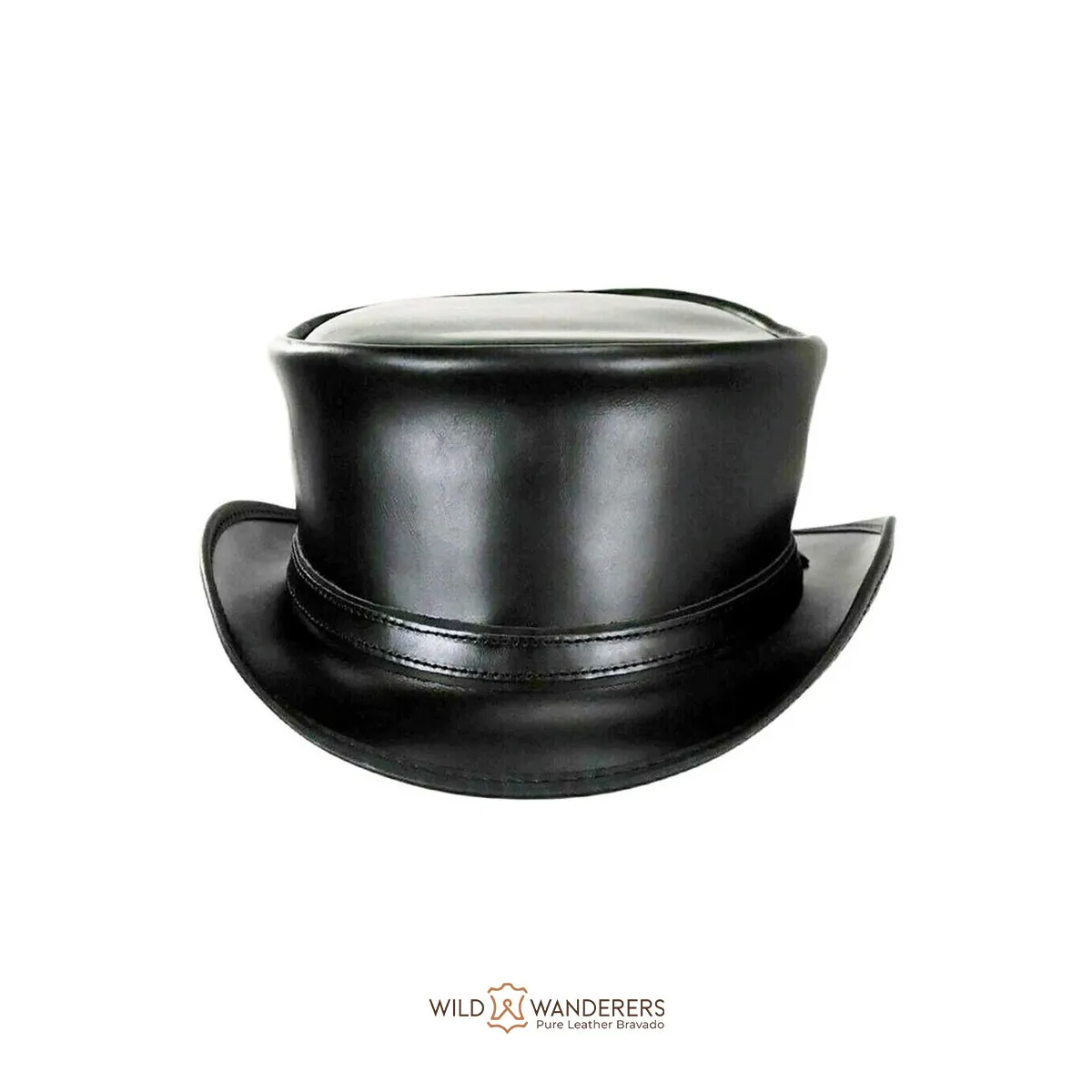 Handmade Black Steampunk Leather Top Hat