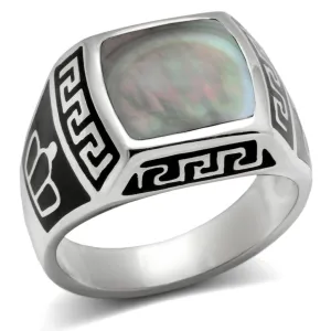 High polished (no plating) Stainless Steel Ring with Precious Stone Conch in Gray for Women Style TK325