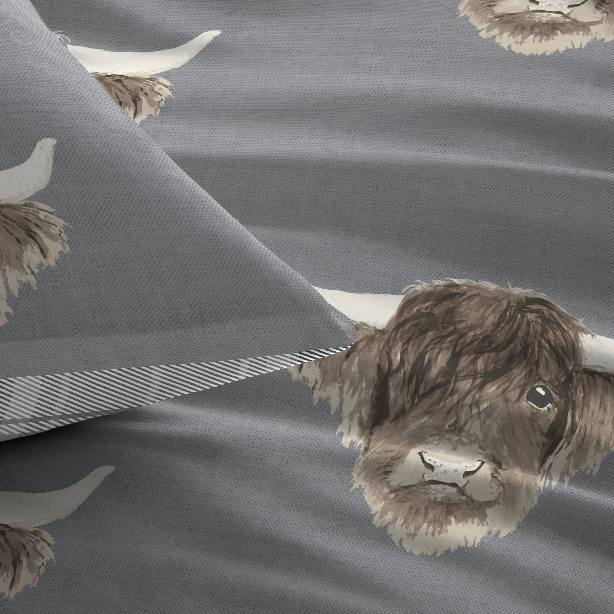 Highland Cow Duvet Cover Set by Fusion in Grey